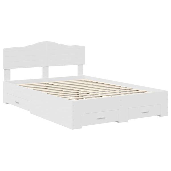 vidaXL Bed Frame with Headboard White 160 x 200 cm Engineered Wood