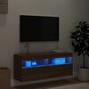 vidaXL TV Wall Cabinet with LED Lights Brown Oak 100x30x40 cm