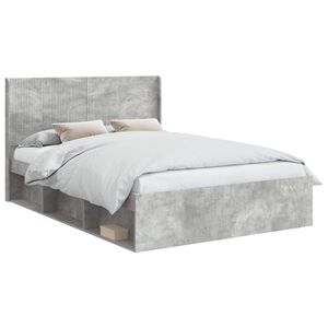 vidaXL Bed Frame with Storage and Headboard Concrete Grey 150 x 200 cm
