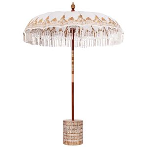 vidaXL Balinese Parasol with Base Cream 185 x 185 x 260 cm