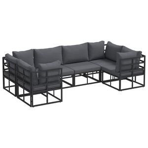 vidaXL Garden Sofa Set with Cushion 6 pcs Black Aluminium