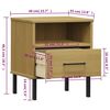 vidaXL Bedside Cabinet with Metal Legs Brown Solid Wood Pine OSLO