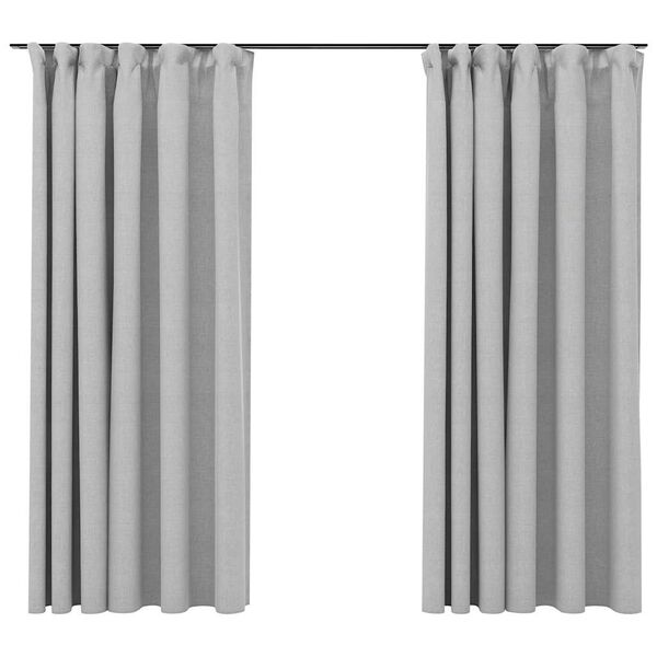 vidaXL Linen-Look Blackout Curtains with Hooks 2 pcs Grey 140x175 cm