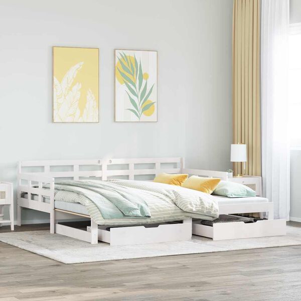 vidaXL Daybed with Trundle and Drawers without Mattress White 80x200 cm