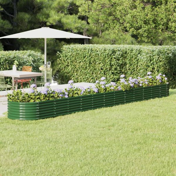 vidaXL Garden Raised Bed Galvanised Steel 512x80x36 cm Green