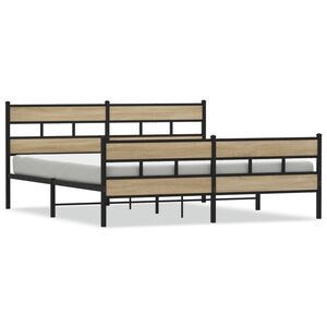 vidaXL Metal Bed Frame without Mattress Sonoma Oak 183x213 cm