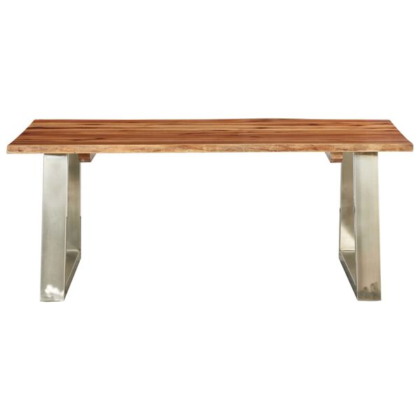vidaXL Coffee Table 100x60x40 cm Solid Acacia Wood and Stainless Steel
