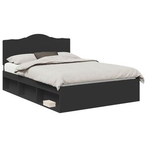 vidaXL Bed Frame with Headboard Black 160 x 200 cm Solid Pine Wood