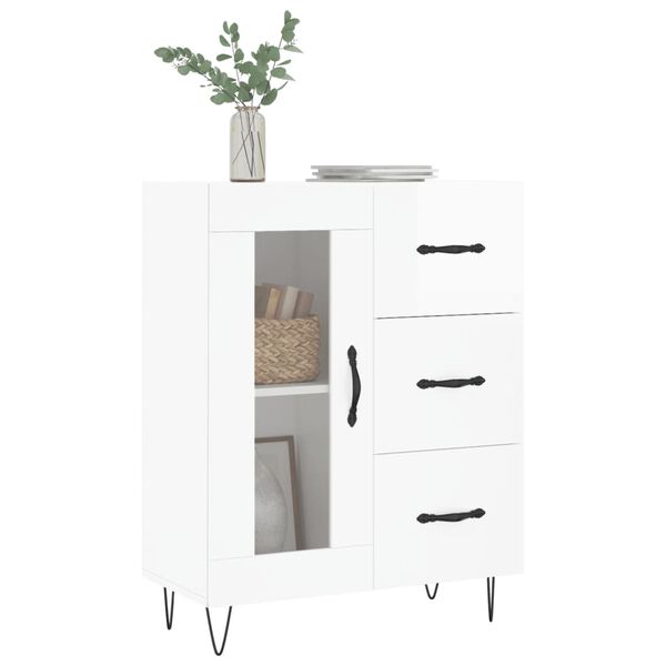 vidaXL Sideboard High Gloss White 69.5x34x90 cm Engineered Wood