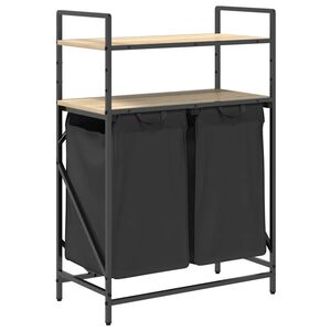 vidaXL Laundry Basket 2 Compartments with Shelves Sonoma Oak