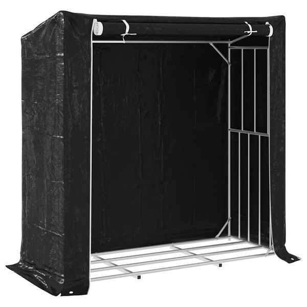 vidaxL Firewood Rack with Rain Cover 200x80x200 cm Galvanised Steel