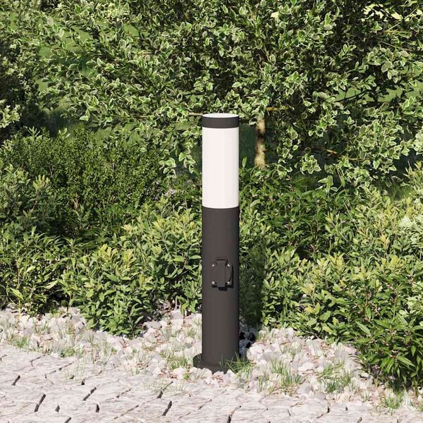 vidaXL Bollard Light with Outlet 50 cm Stainless Steel IP44