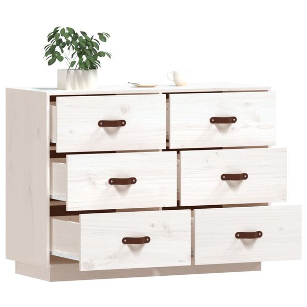 vidaXL Sideboard White 100x40x75 cm Solid Wood Pine