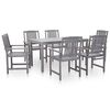 vidaXL 7 Piece Outdoor Dining Set Grey Wash Solid Acacia Wood