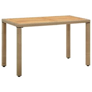 vidaXL Garden Table | Beige | PE rattan | Medium | Decorative Inlays