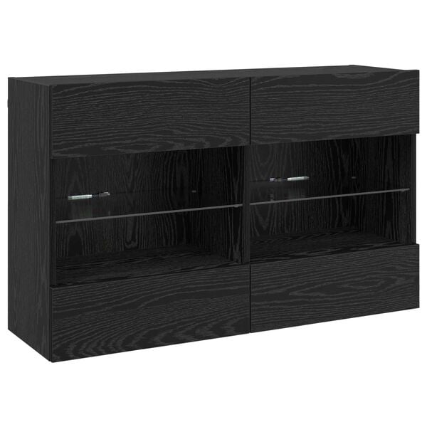 vidaXL TV Wall Cabinet Black Oak 98.5 x 30 x 60.5 cm Engineered Wood
