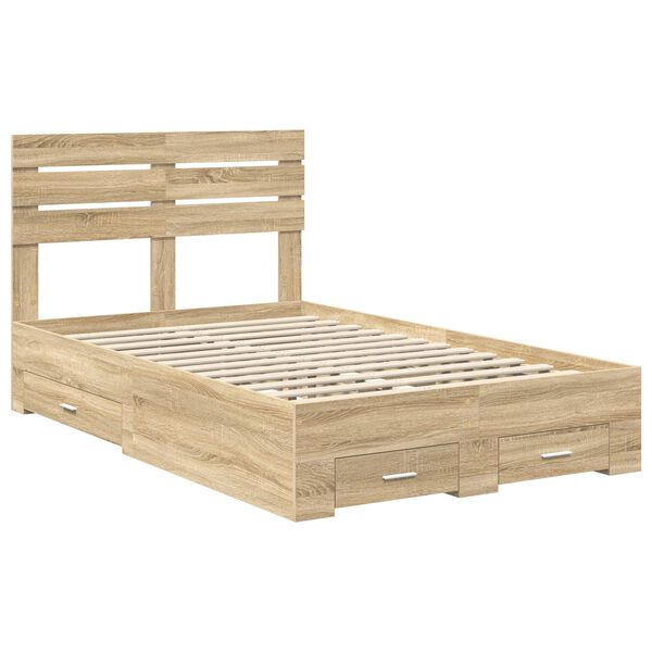 vidaXL Bed Frame with Drawer with Headboard Manual Engineered Wood