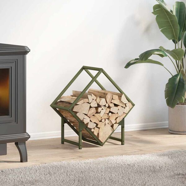 vidaXL Firewood Rack Olive Green 50x25x50 cm Cold-rolled steel