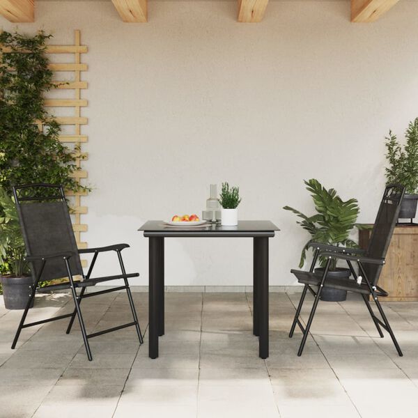 vidaXL Folding Garden Chairs 2 pcs Melange Grey Steel and Textilene