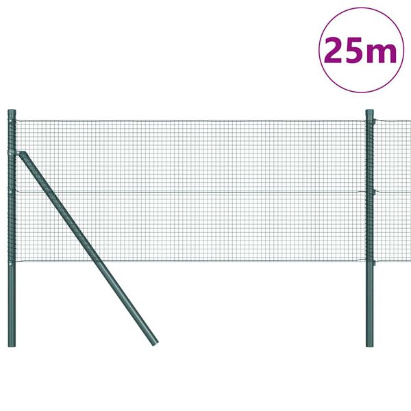 vidaXL Fence Post Green 25 x 0.6 m (16 x 16 mm mesh) Steel and PVC