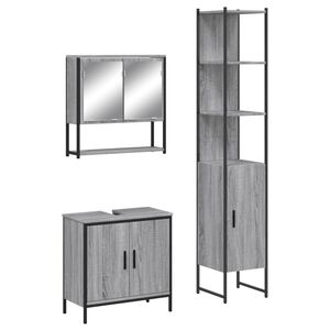 vidaXL 3 Piece Bathroom Furniture Set Grey Sonoma Engineered Wood
