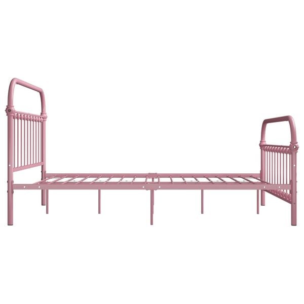 vidaXL Bed Frame without Mattress Pink Metal 140x200 cm