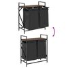 vidaXL Laundry Basket 2 Compartments with Shelf Brown Oak