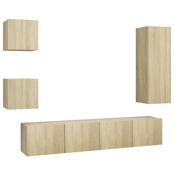 vidaXL 5 Piece TV Cabinet Sets Sonoma Oak Engineered Wood