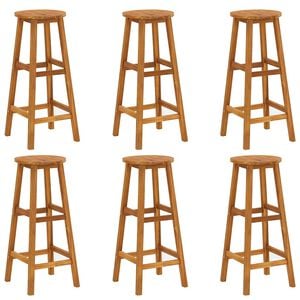 vidaXL Bar Stool | Set of 6 | Solid acacia wood | Standard | Footrest