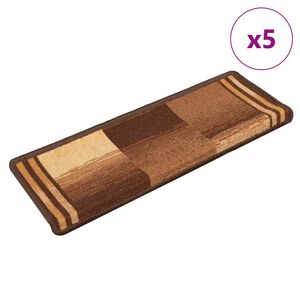 vidaXL Stair Mats Self-adhesive 5 pcs 65x21x4 cm Brown