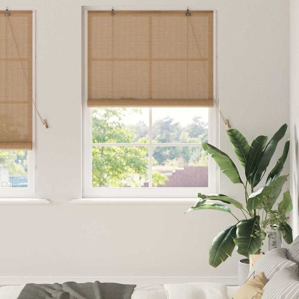 vidaXL Roller Blind with Curtains Manual Brown 120 x 220 cm Bamboo