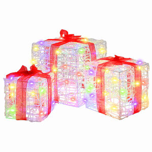 vidaXL Gift Box 3 pcs 60 LEDs Multicolour 20 x 20 x 20 cm Acrylic