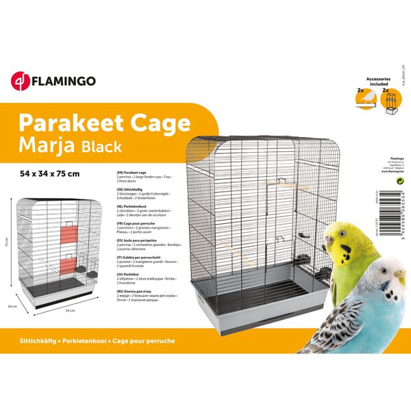 FLAMINGO Budgie Cage Marja 54x34x75 cm Black