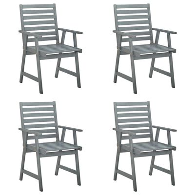 vidaXL Outdoor Dining Chairs 4 pcs Grey Solid Wood Acacia