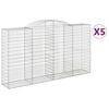 vidaXL Arched Gabion Baskets 5 pcs 300x50x160/180 cm Galvanised Iron
