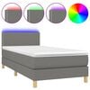 vidaXL Box Spring Bed with Mattress&LED Dark Grey 100x200cm Fabric