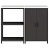 vidaXL Kitchen Storage Set with Shelf 2 pcs Black Cold-rolled Steel