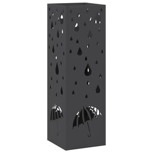 vidaXL Rain Umbrella Stand Black 15.5 x 15.5 x 49 cm Steel
