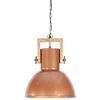 vidaXL Industrial Hanging Lamp 25 W Copper Round Mango Wood 42 cm E27