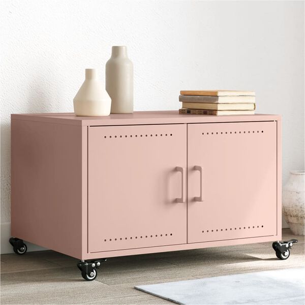 vidaXL Coffee Table Pink 68x50x43.5 cm Steel