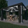 vidaXL Gazebo with Curtain&LED String Lights 4x3 m Anthracite
