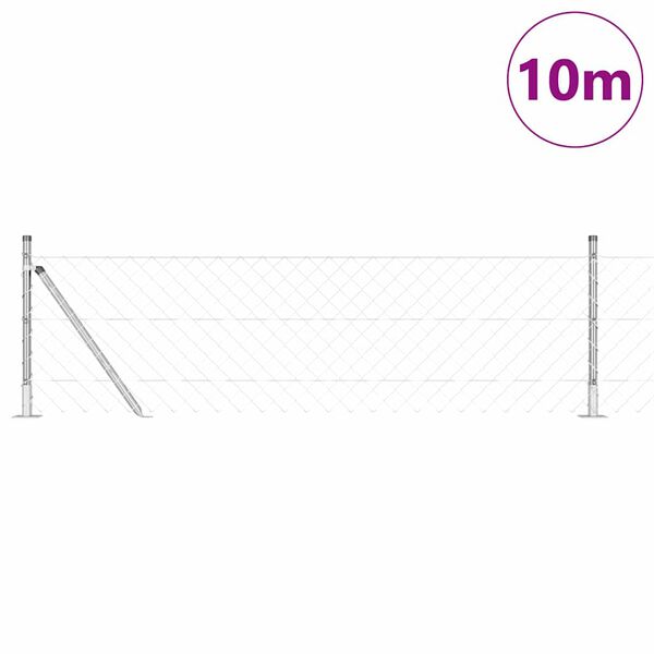 vidaXL Fence Post Silver 10 x 0.4 m (60 x 60 mm mesh) Steel