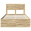 vidaXL Bed Frame with Storage Sonoma Oak 135 x 190 cm Solid Pine Wood