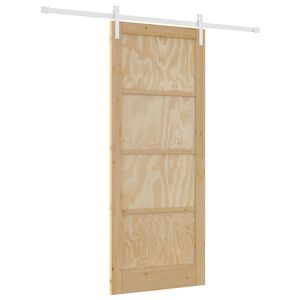 vidaXL Sliding Door Natural and White 86 x 211 cm Solid Pine Wood