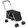 vidaXL Folding Dog Stroller Black 100x49x96 cm Linen Fabric