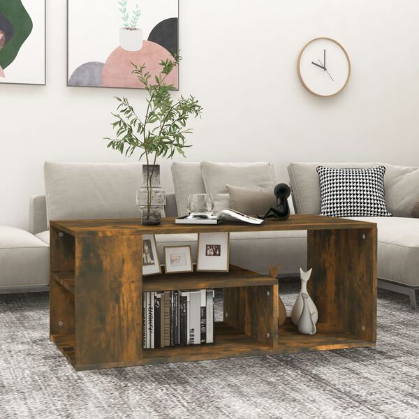 vidaXL Coffee Table Smoked Oak 100x50x40 cm Engineered Wood