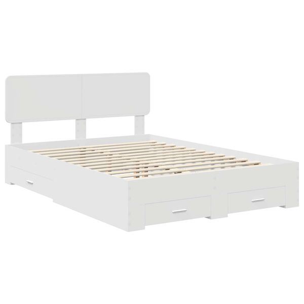 vidaXL Bed Frame with Headboard White 150 x 200 cm Engineered Wood