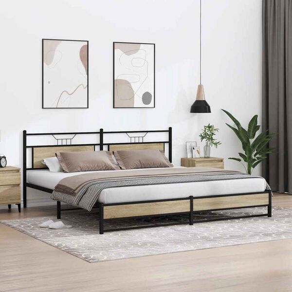 vidaXL Metal Bed Frame without Mattress Sonoma Oak 200x200 cm