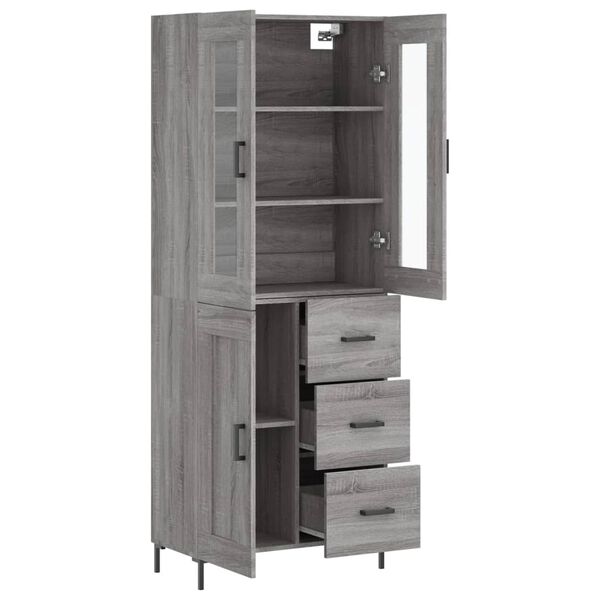 vidaXL Highboard Grey Sonoma 69.5x34x180 cm Engineered Wood