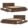 vidaXL Bed Frame with Headboard without Mattress Brown Oak 140x200 cm